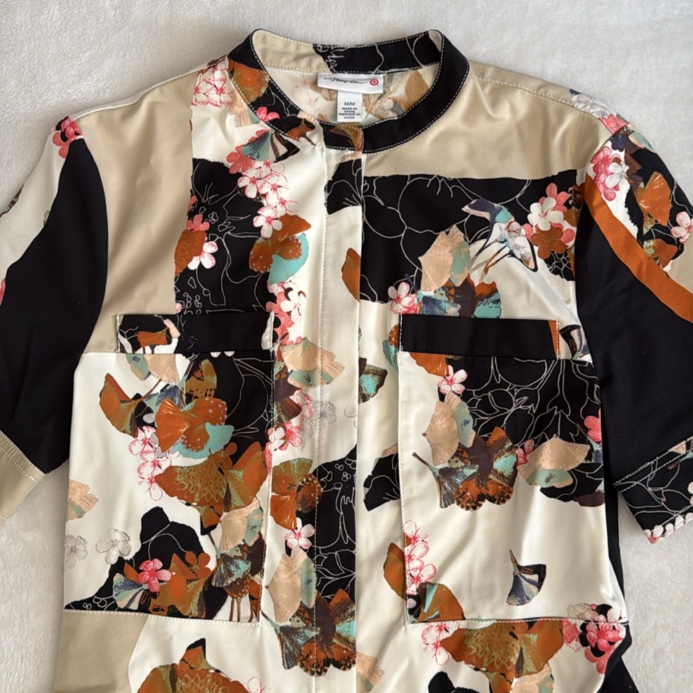 3.1 Phillip Lim x Target | Zip Front Woven Shirt Dress Paper Floral Print (M) - Picture 5 of 16